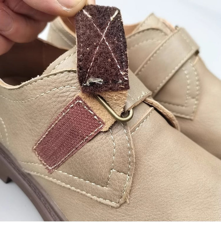 Womens Genuine Leather JK Uniform Shoes Loafers for Wide & Fat Feet