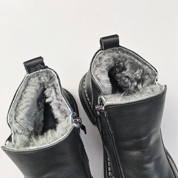 Women's British-Style Wide Toe Derby Boot – Wool Plush, Comfortable Fit