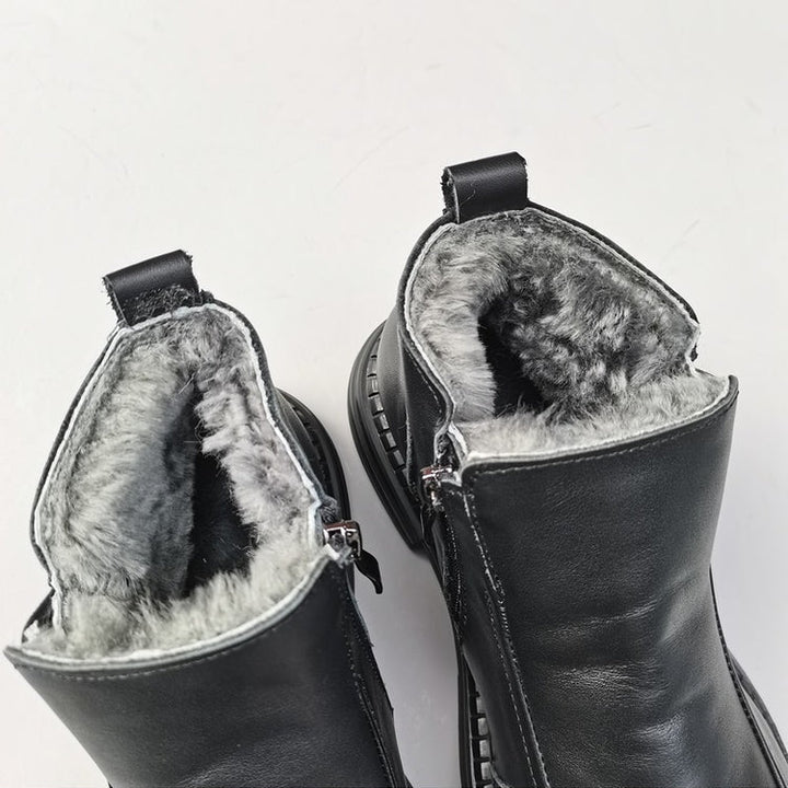 Women's British-Style Wide Toe Derby Boot – Wool Plush, Comfortable Fit