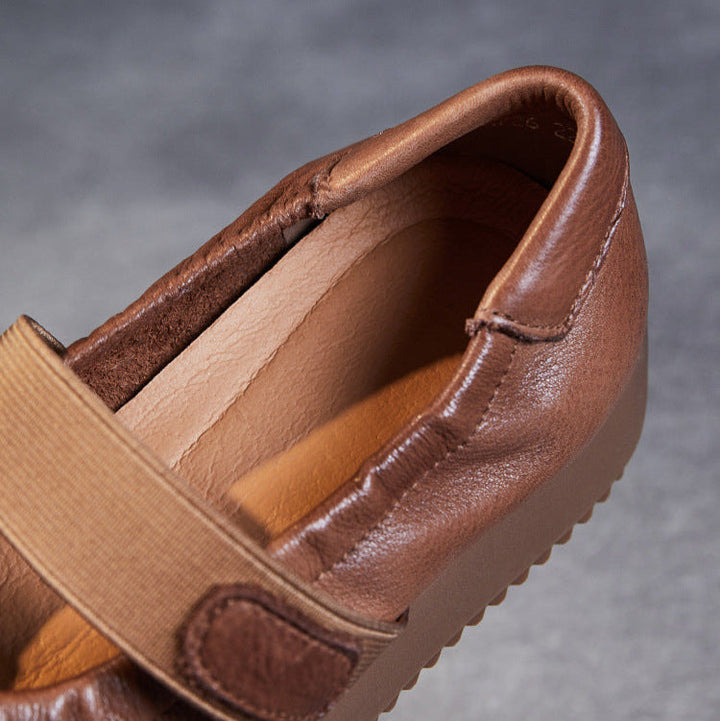 Women's Elastic Comfort Loafers - Genuine Leather Flat with Soft Sole