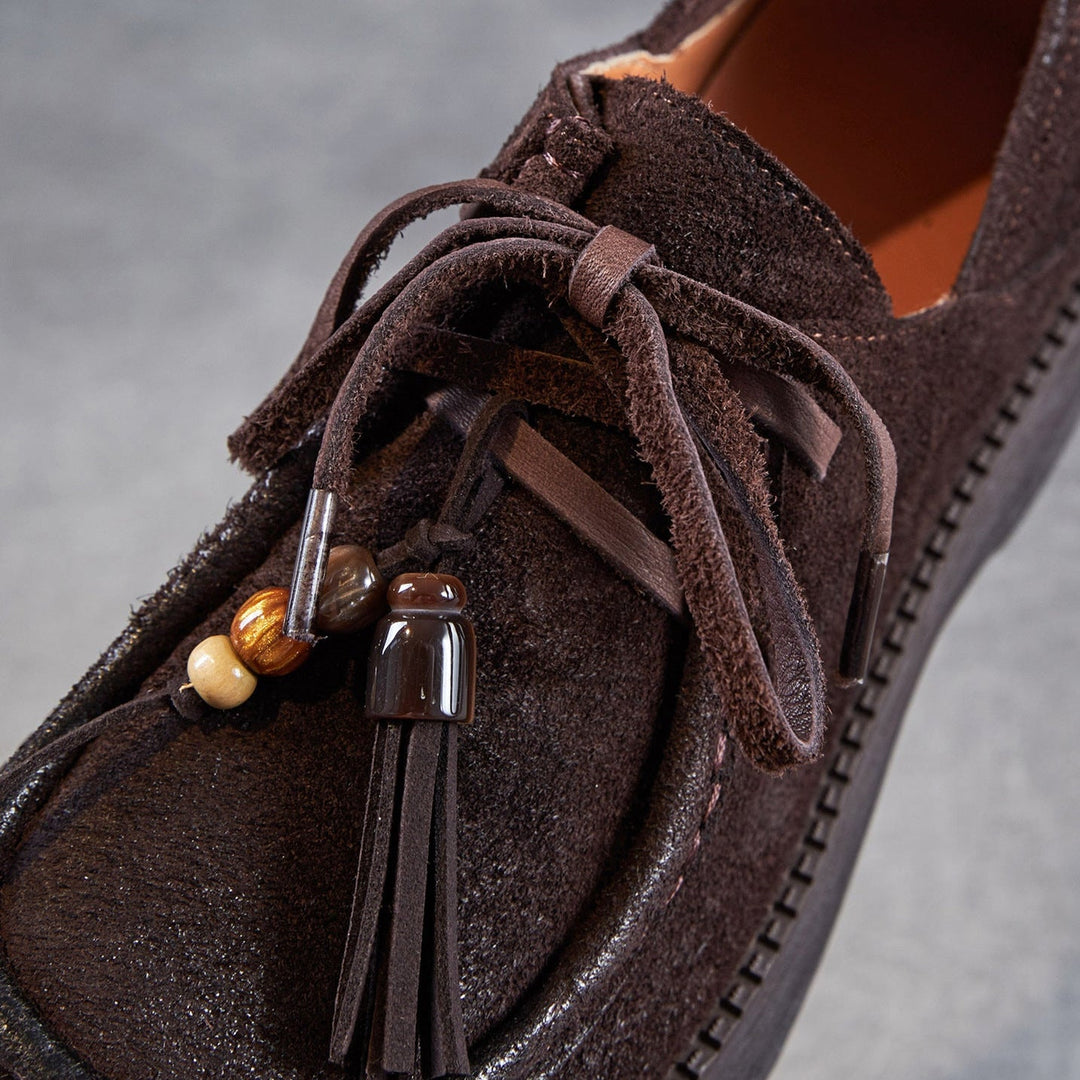 Women’s Suede Tassel Lace-Up Platform Shoes – Casual Everyday Style