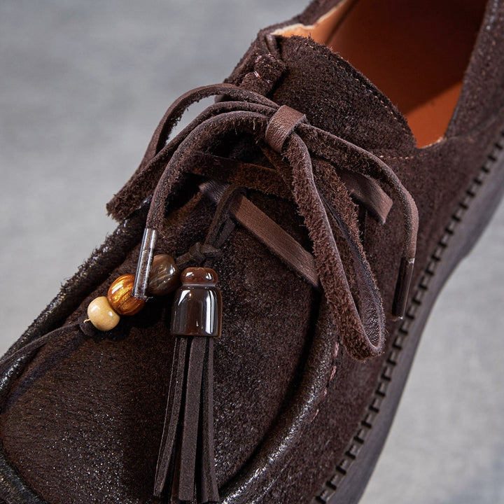 Women’s Suede Tassel Lace-Up Platform Shoes – Casual Everyday Style