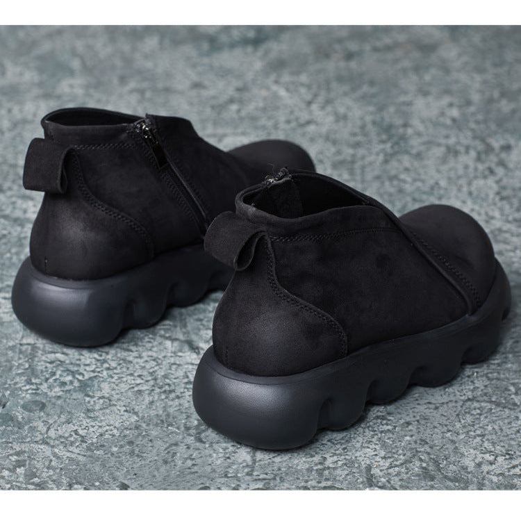 Women's Genuine Leather Platform Ankle Boots – Lightweight Chunky Sole Boots