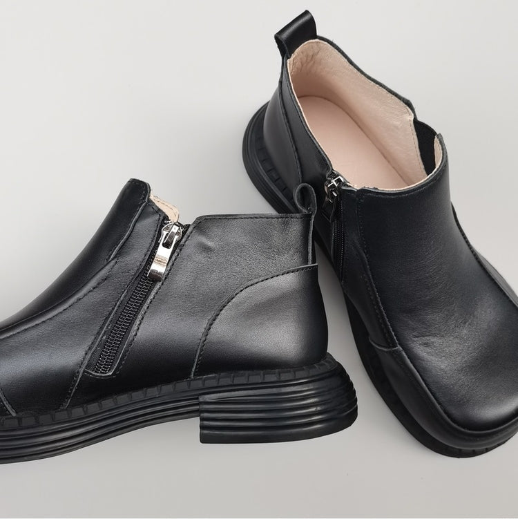 Women's British-Style Wide Toe Derby Boot – Soft Rubber Sole, Comfortable Fit