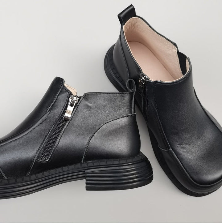 Women's British-Style Wide Toe Derby Boot – Soft Rubber Sole, Comfortable Fit