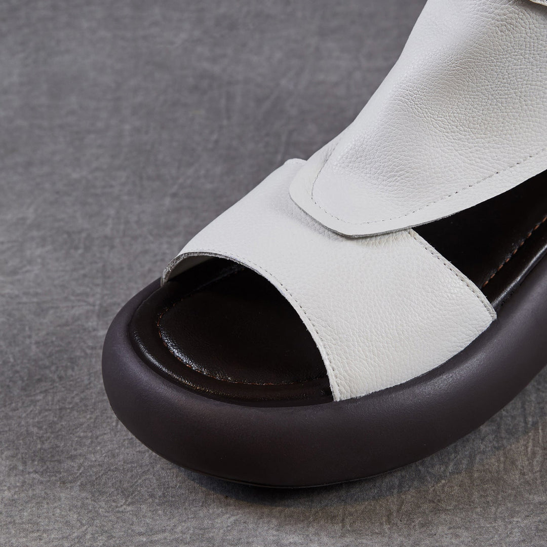 Women's Chunky Platform Sandals Peep-Toe Velcro Summer Ankle Boots Lightweight EVA Walking Flats