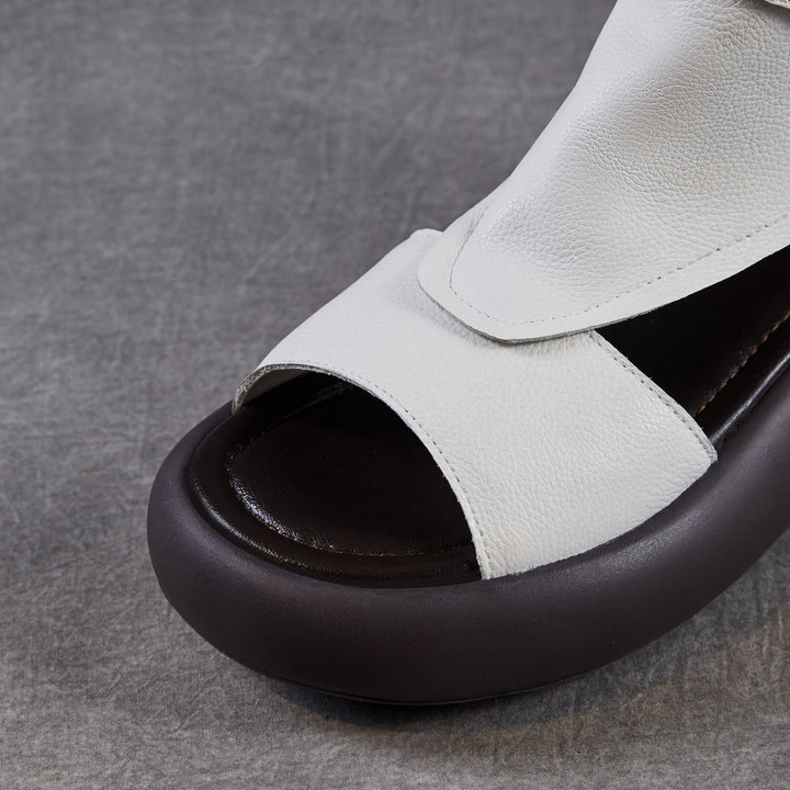 Women's Chunky Platform Sandals Peep-Toe Velcro Summer Ankle Boots Lightweight EVA Walking Flats