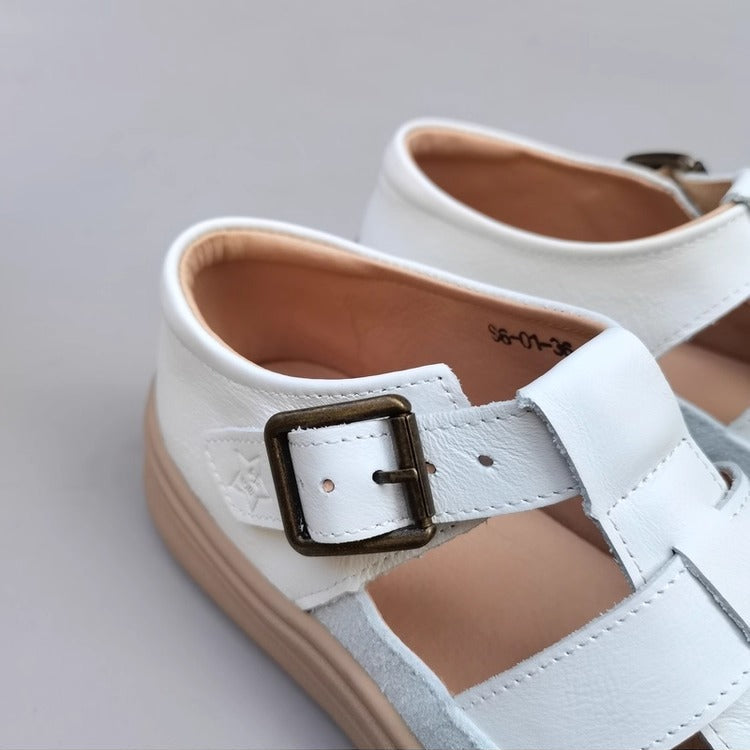 Women's Genuine Leather Closed-Toe Woven Sandals – Soft Sole & Casual Style