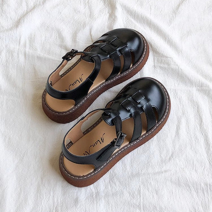 Clearance Sale Women's Leather Closed Toe Round Sandals