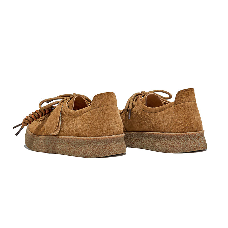 Women’s Retro Suede Lace-Up Platform Flats – Casual Everyday Shoes