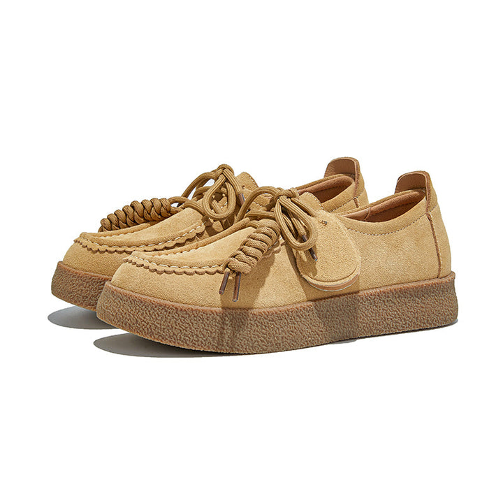 Women’s Retro Suede Lace-Up Platform Flats – Casual Everyday Shoes