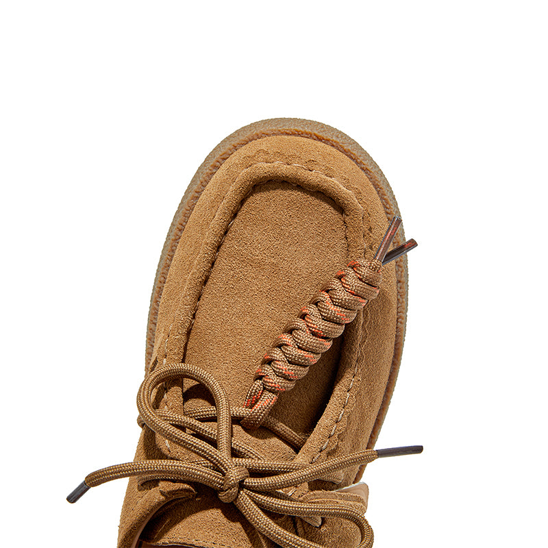 Women’s Retro Suede Lace-Up Platform Flats – Casual Everyday Shoes