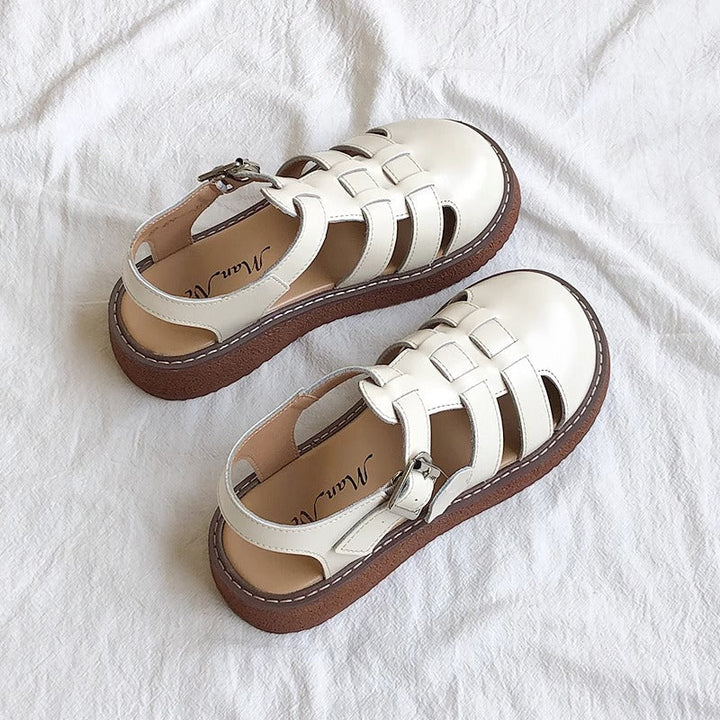 Clearance Sale Women's Leather Closed Toe Round Sandals