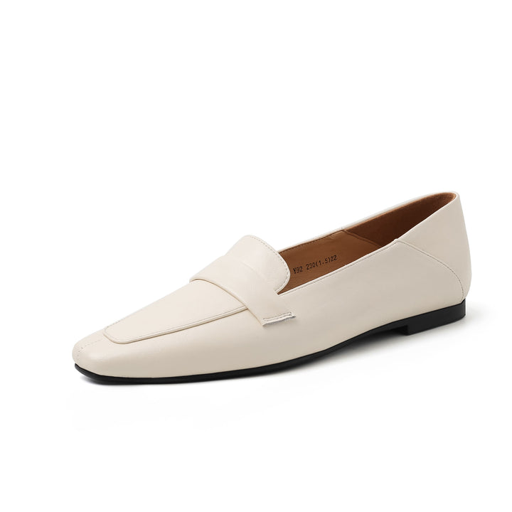 Women Genuine Leather Pointed Toe Retro Slip On Flat Comfortable Loafers