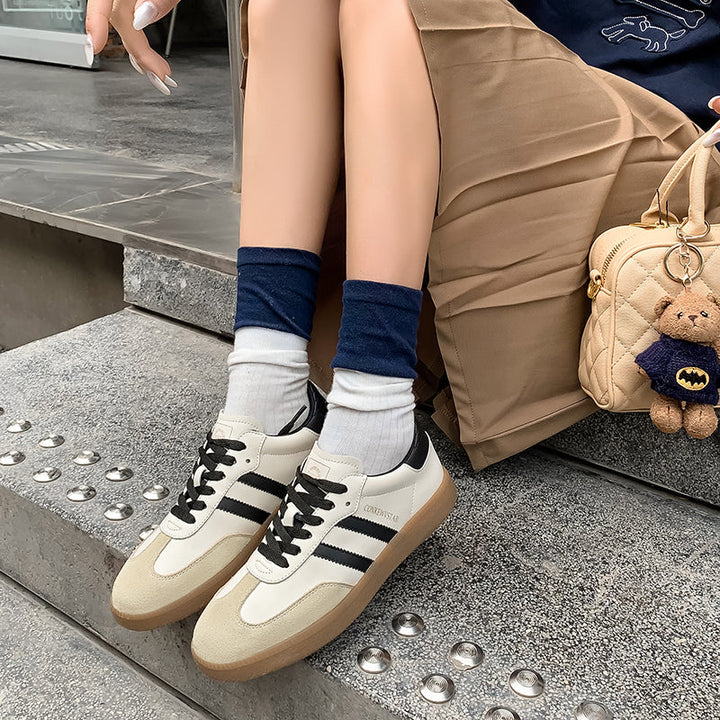 Women’s Comfortable Flat Sneakers – Casual Patchwork Sport Style