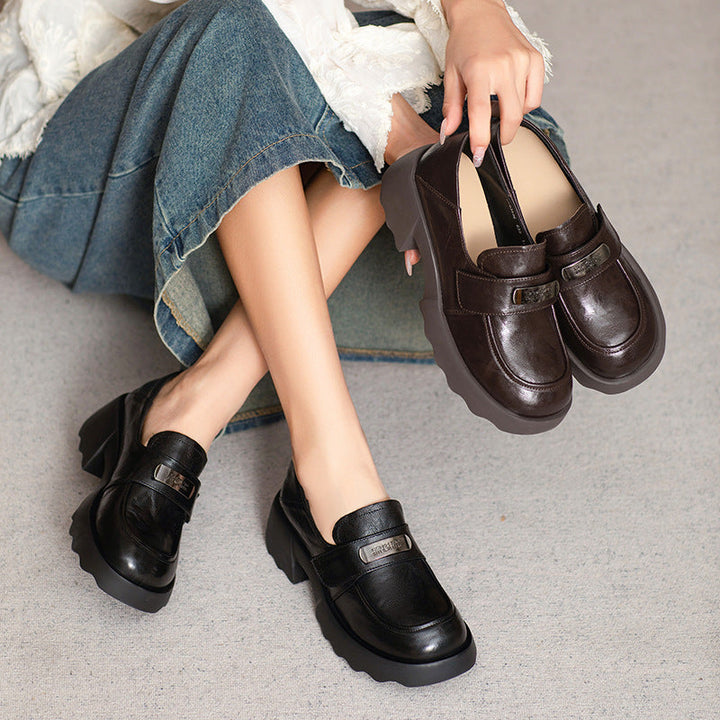Women's Sheepskin Platform  Lightweight Casual Loafers