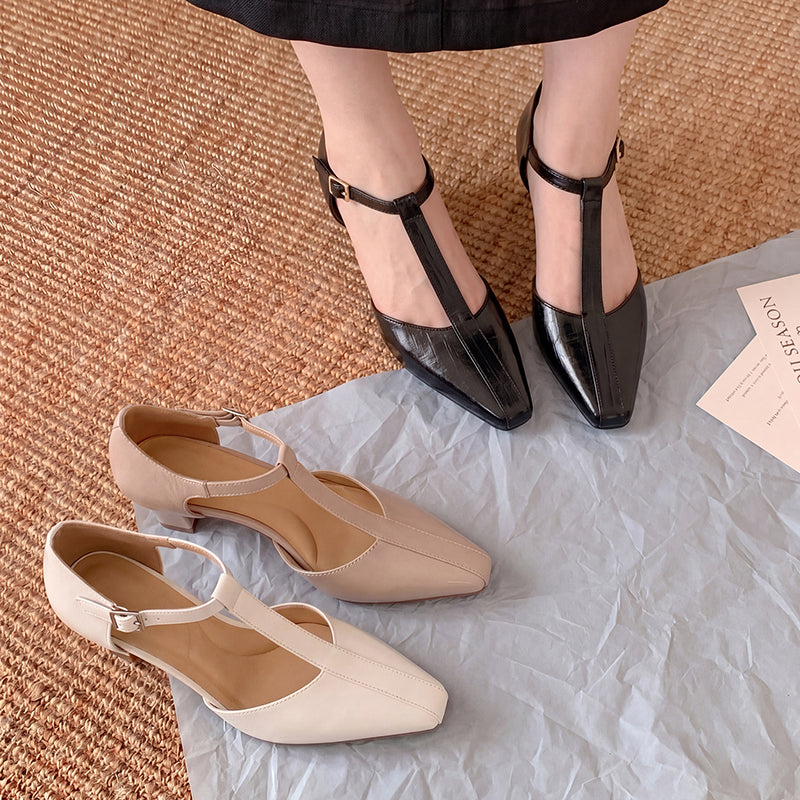 Women's Elegant T-Strap Sandals Modern Square Toe Mary Janes