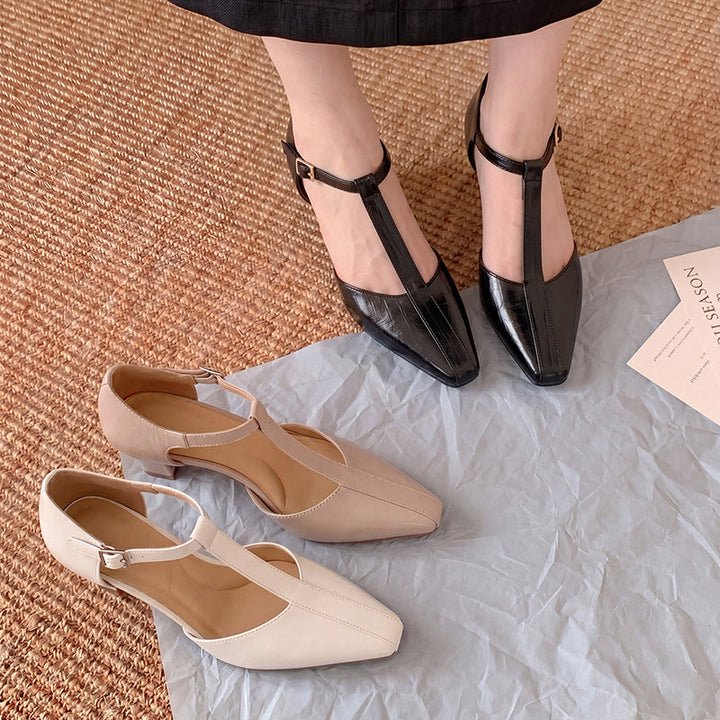Women's Elegant T-Strap Sandals Modern Square Toe Mary Janes