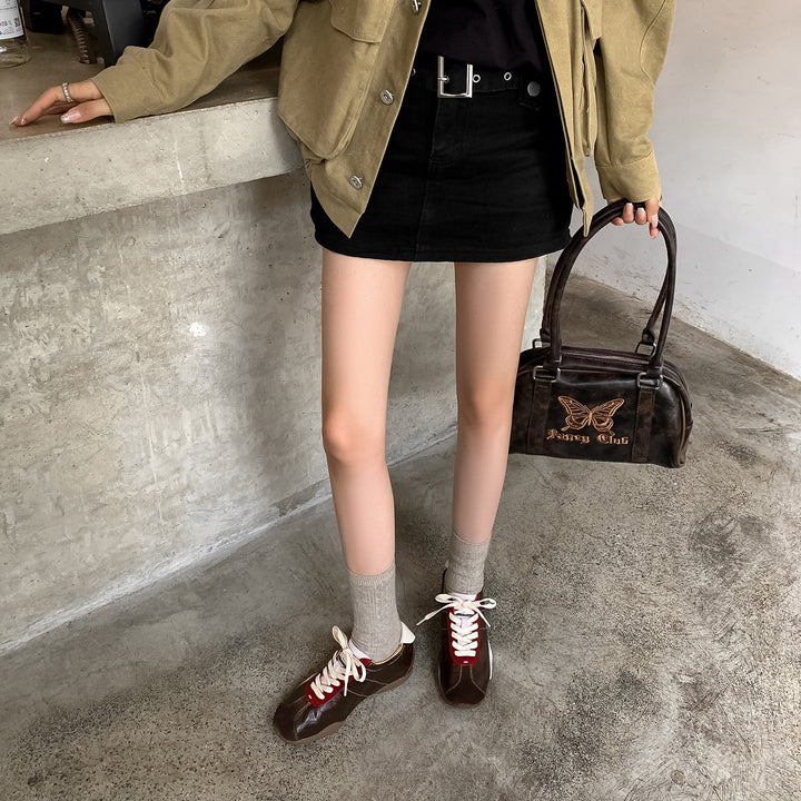 Women's Hidden Wedge Suede Sheepskin Sneakers Lace Up Height Increasing Casual Shoes