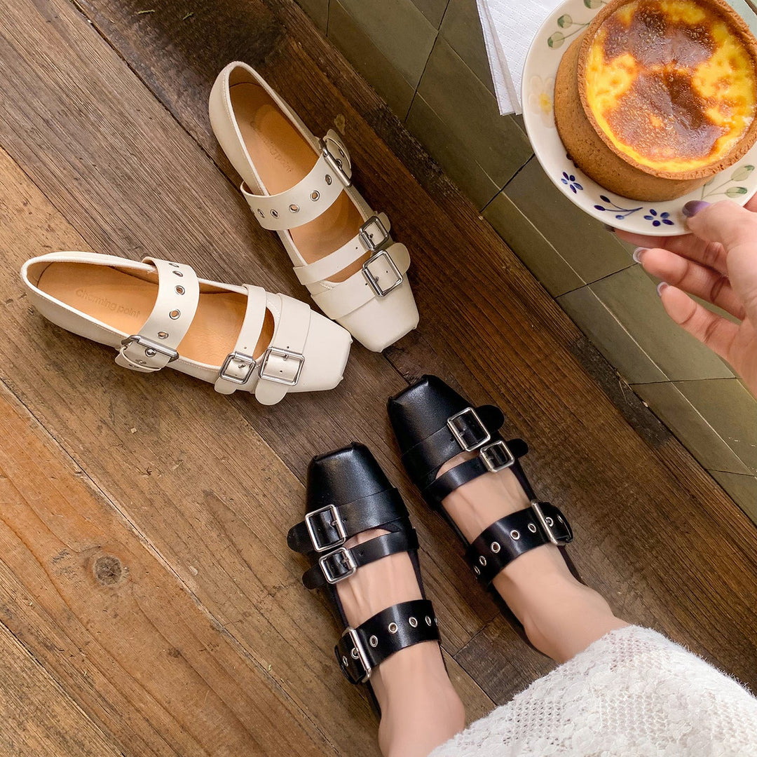 Women’s Leather Mary Jane Flats – Artistic Hippie Style Leather Shoes