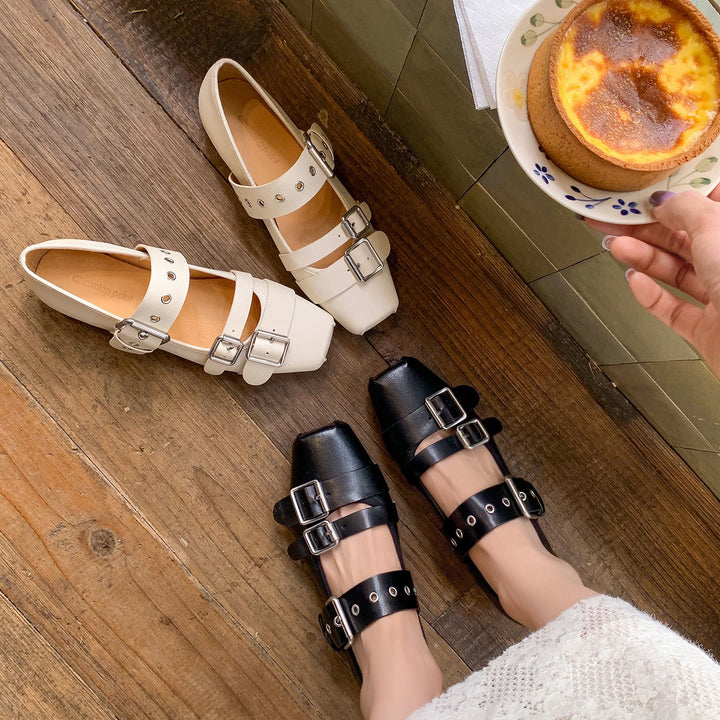 Women’s Leather Mary Jane Flats – Artistic Hippie Style Leather Shoes