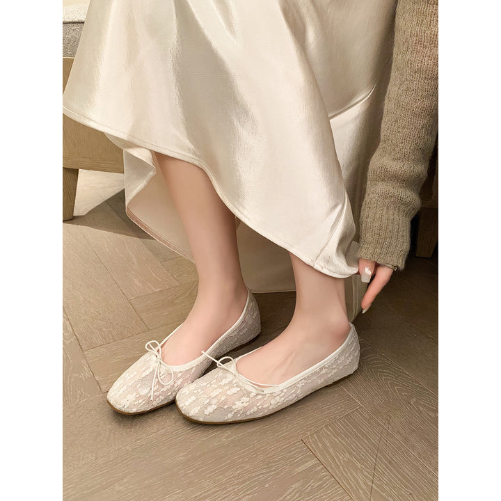 Women‘s French Style Lace Ballet Shoes - Elegant Summer Flats for Weddings and Daily Commute