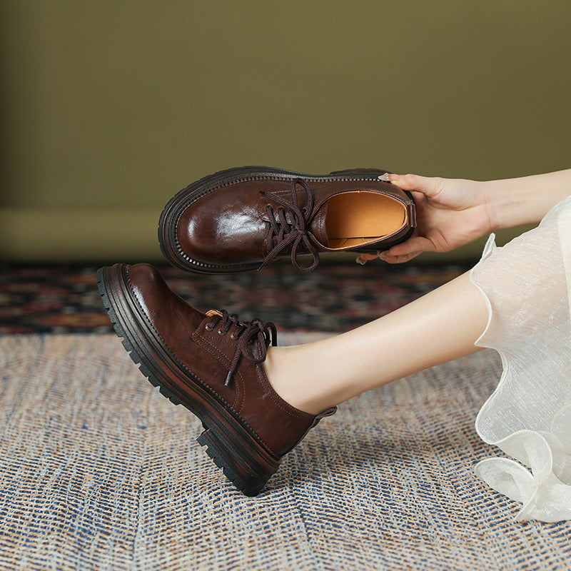 Women's Platform Lace-up Casual Loafers