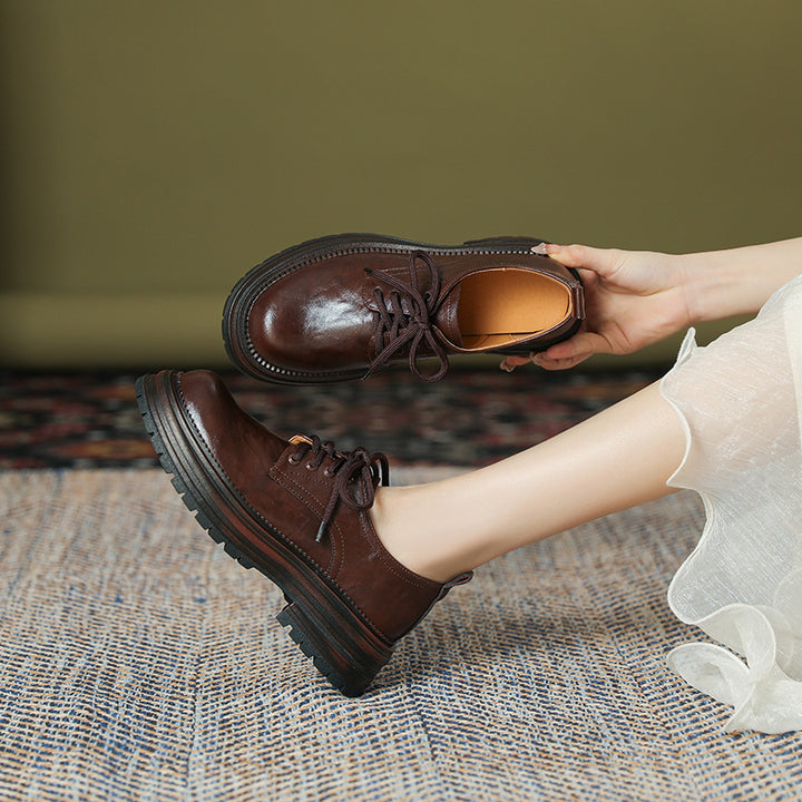 Women's Platform Lace-up Casual Loafers