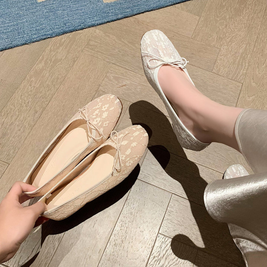 Women‘s French Style Lace Ballet Shoes - Elegant Summer Flats for Weddings and Daily Commute