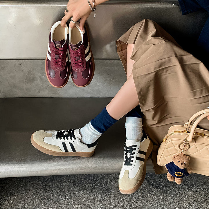 Women’s Comfortable Flat Sneakers – Casual Patchwork Sport Style