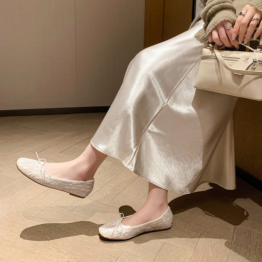 Women‘s French Style Lace Ballet Shoes - Elegant Summer Flats for Weddings and Daily Commute
