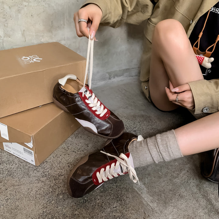 Women's Hidden Wedge Suede Sheepskin Sneakers Lace Up Height Increasing Casual Shoes