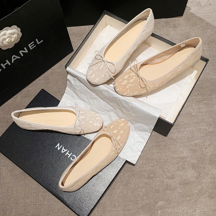 Women‘s French Style Lace Ballet Shoes - Elegant Summer Flats for Weddings and Daily Commute