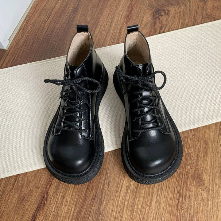 Women's Ankle Boots Lace Up Casual Low Heel Short Booties