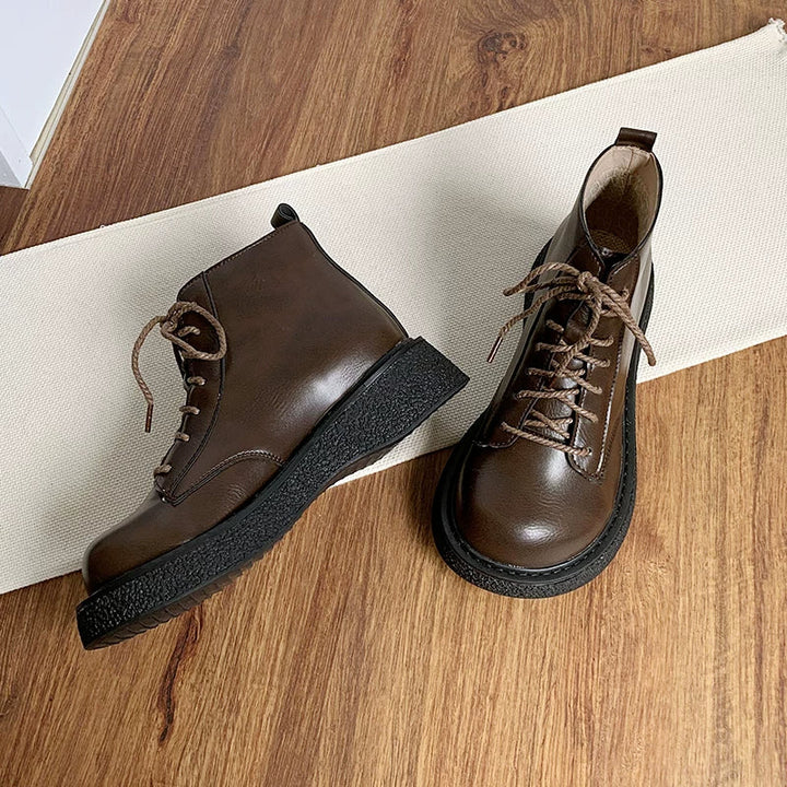 Women's Ankle Boots Lace Up Casual Low Heel Short Booties
