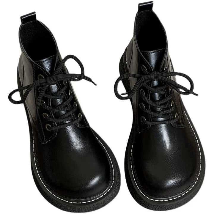 Women's Ankle Boots Lace Up Platform Work Booties Low Heel