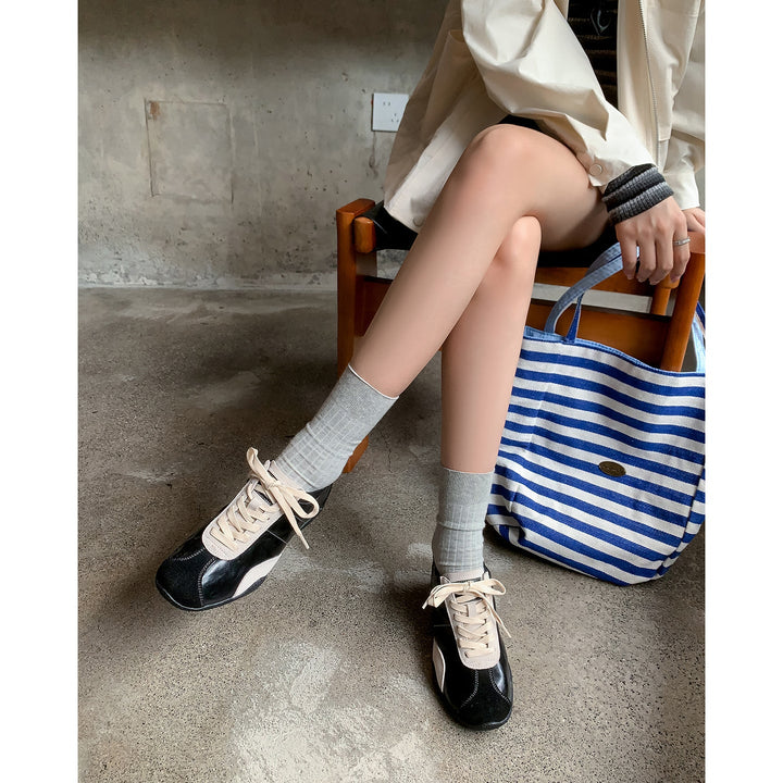 Women's Hidden Wedge Suede Sheepskin Sneakers Lace Up Height Increasing Casual Shoes