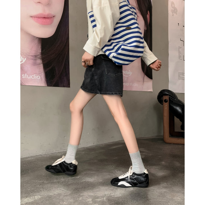 Women's Hidden Wedge Suede Sheepskin Sneakers Lace Up Height Increasing Casual Shoes