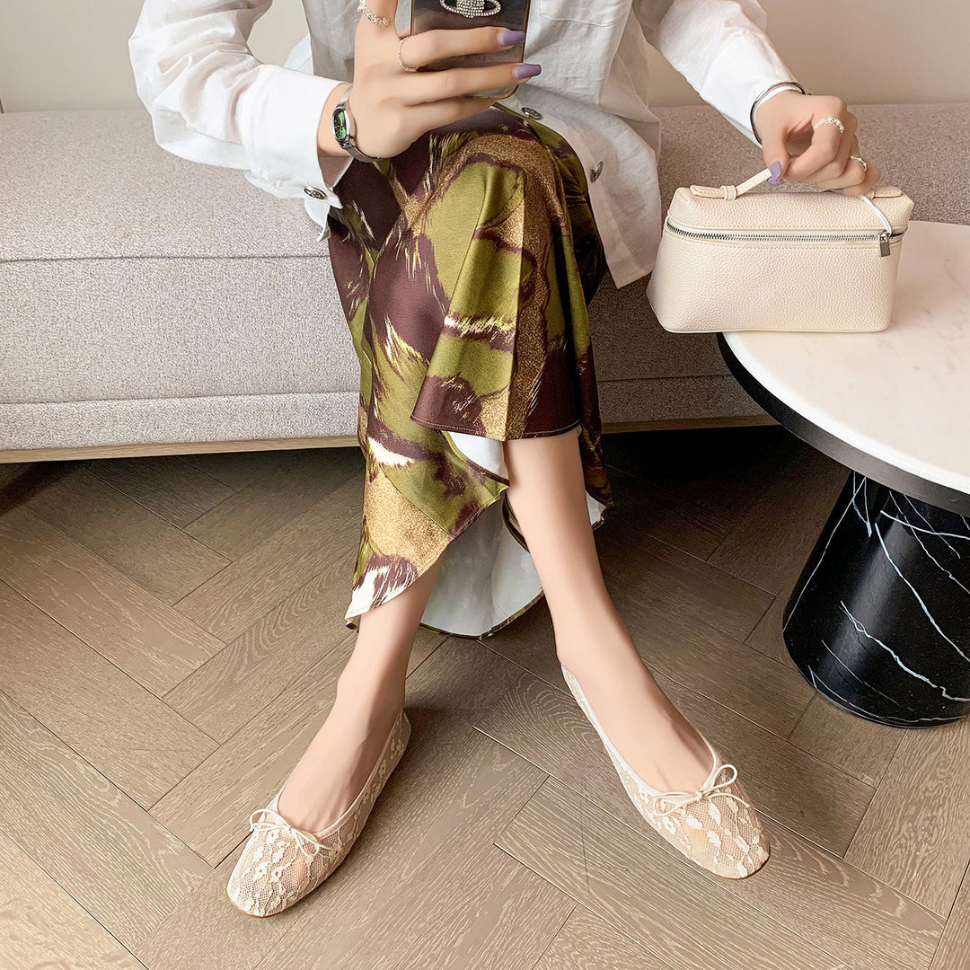 Women‘s French Style Lace Ballet Shoes - Elegant Summer Flats for Weddings and Daily Commute