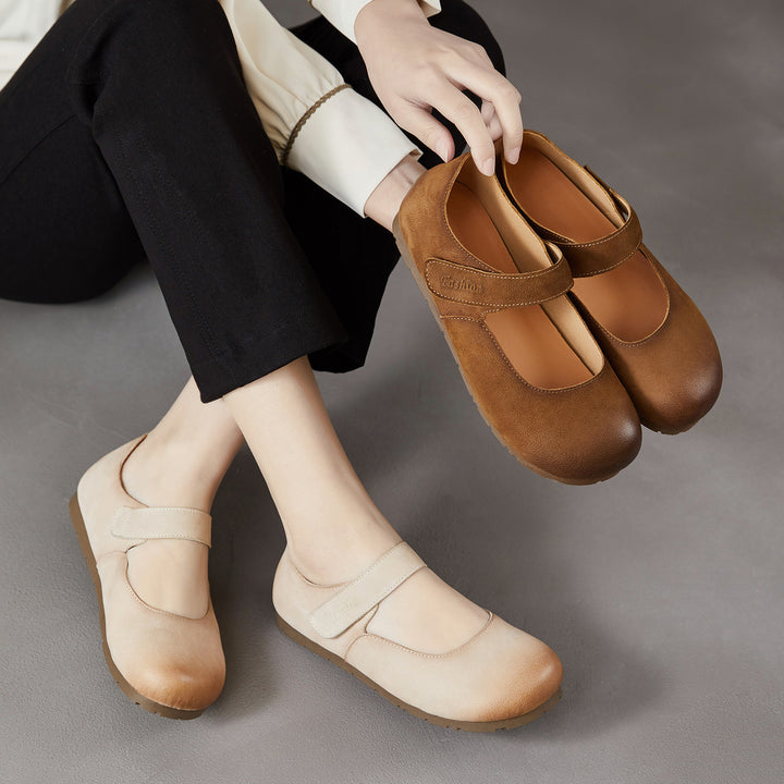 Women's Retro-Artistic Flat Mary Janes with Velcro Straps