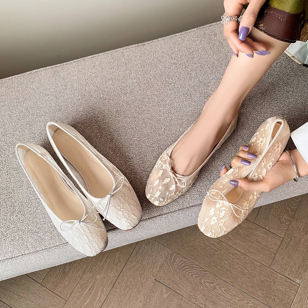 Women‘s French Style Lace Ballet Shoes - Elegant Summer Flats for Weddings and Daily Commute