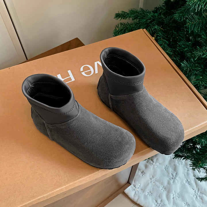 Women’s Cow Suede Ankle Boots – Casual Flat Comfortable Style