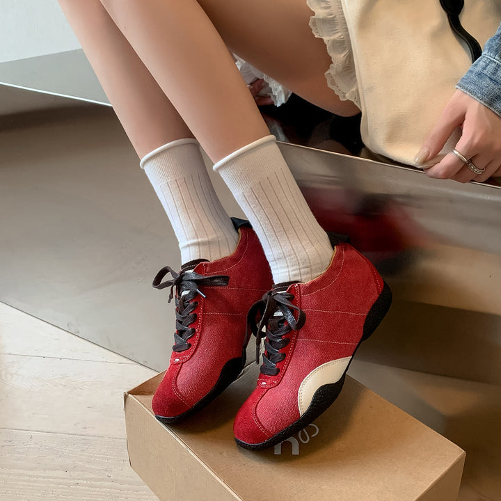 Women's Hidden Wedge Sneakers Lace Up Height Increasing Casual Shoes