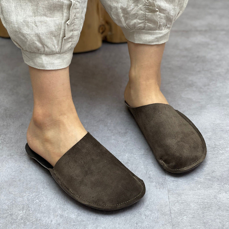 Women's Leather Minimalist Slant Cut Comfort Mule Shoes