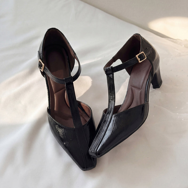 Women's Elegant T-Strap Sandals Modern Square Toe Mary Janes