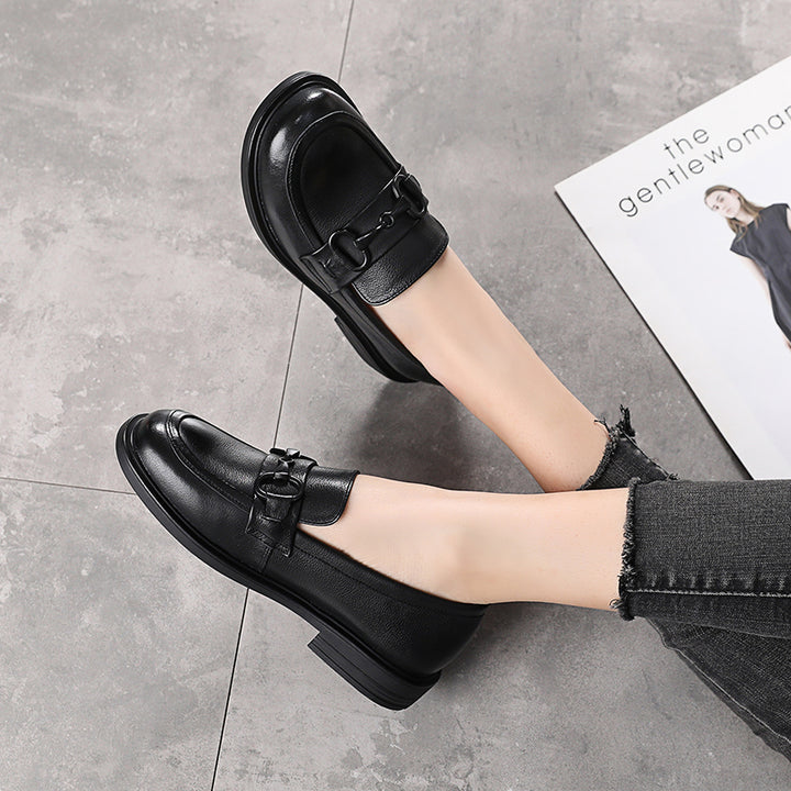 Women's Leather Loafers – Slip-On Casual Comfortable Shoes for Daily Wear