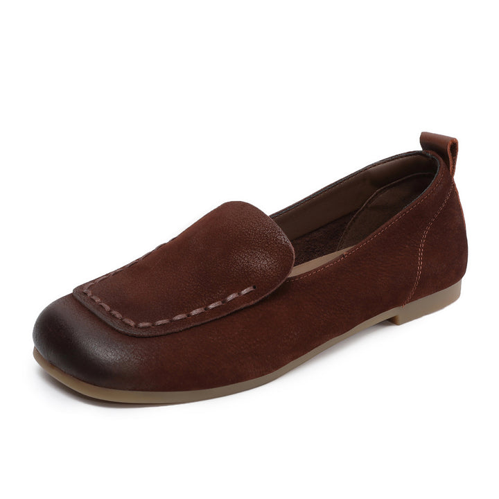 Women's Leather Soft-Sole Retro Casual Flats — Everyday Walking Shoes