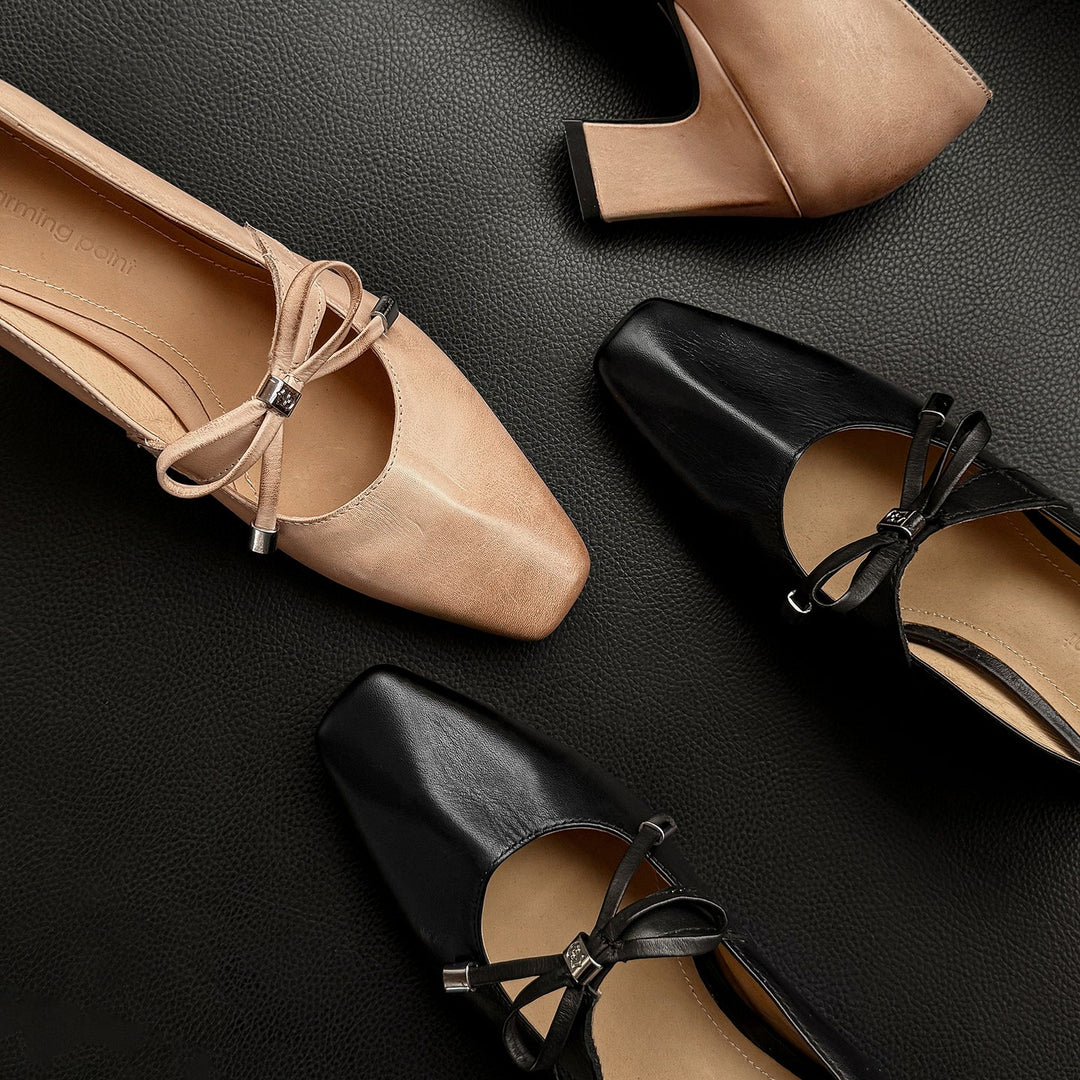 Women's Urban Executive Style Square Toe Bow High Heels Elegant Pumps