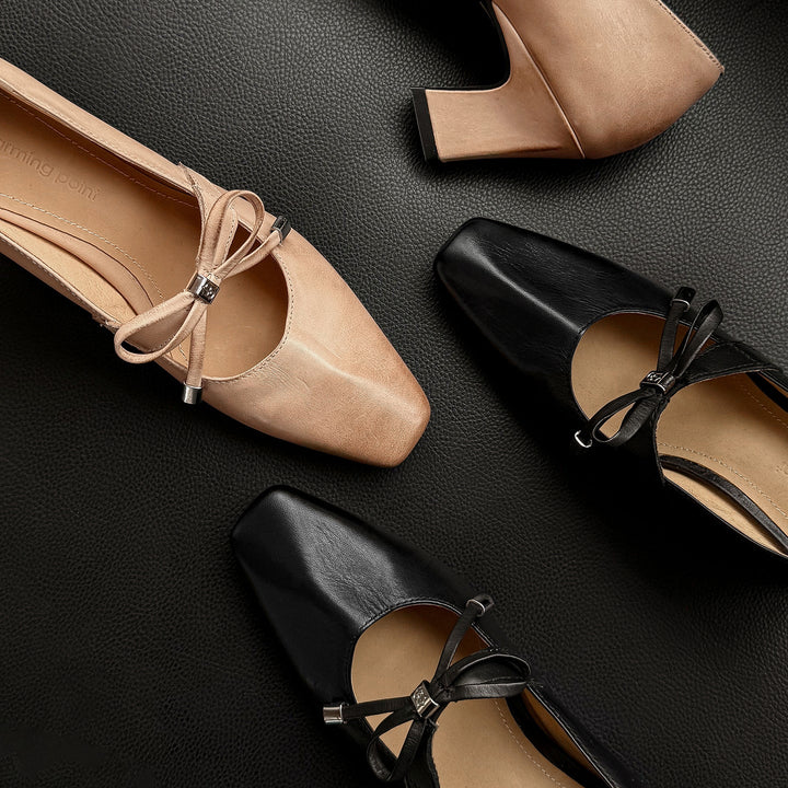 Women's Urban Executive Style Square Toe Bow High Heels Elegant Pumps