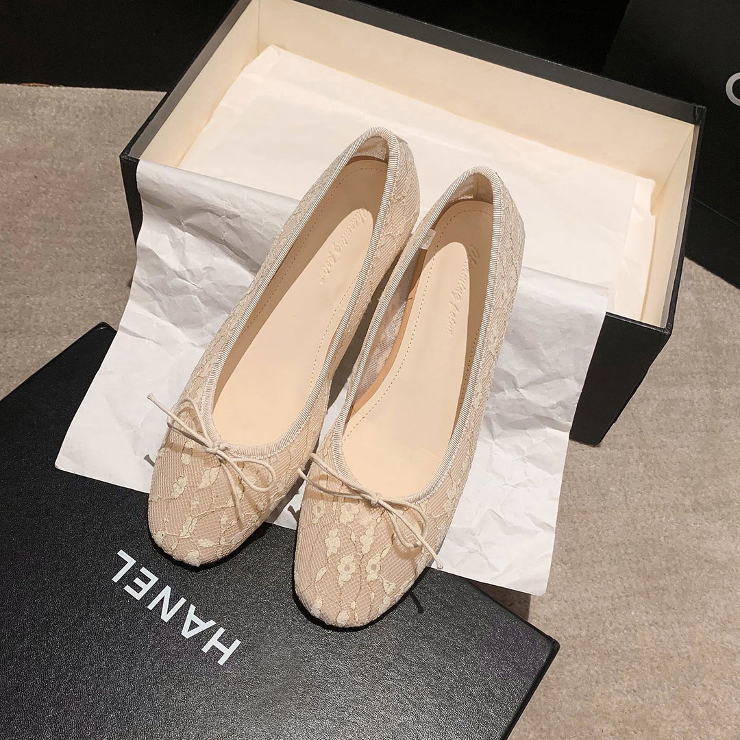 Women‘s French Style Lace Ballet Shoes - Elegant Summer Flats for Weddings and Daily Commute